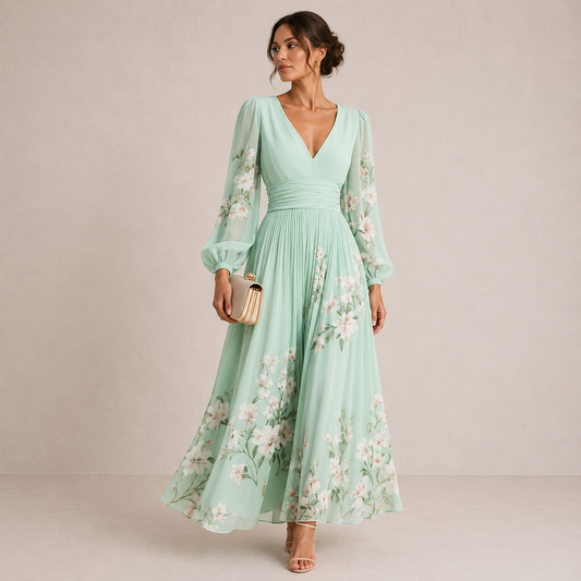 Venira | Vestido midi con estampado floral verde