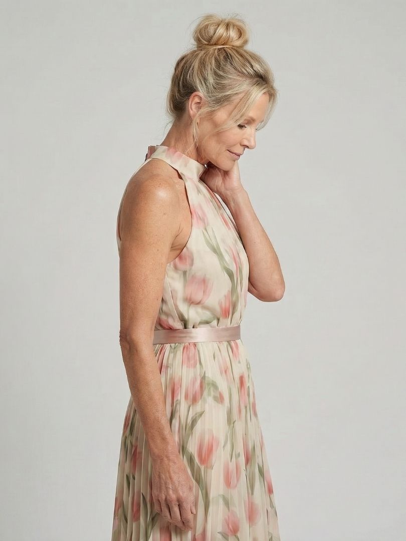 Aurelle | Vestido Midi Floral con Escote Halter