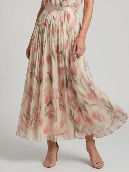Aurelle | Vestido Midi Floral con Escote Halter