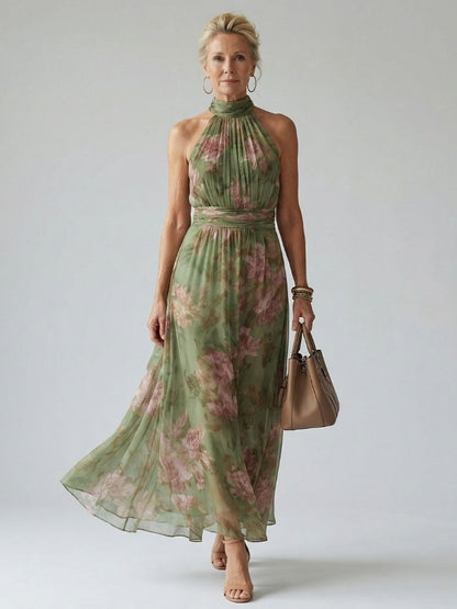 Mirelle | Vestido Midi Halter Fruncido Floral