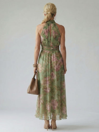 Mirelle | Vestido Midi Halter Fruncido Floral