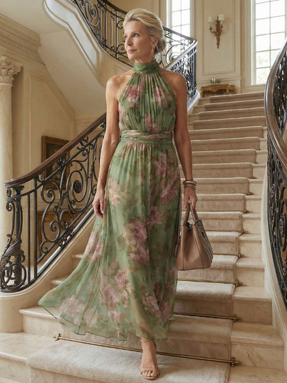 Mirelle | Vestido Midi Halter Fruncido Floral
