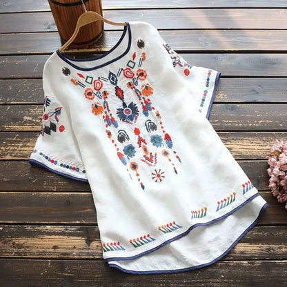Elarisse | Blusa Bordada Linen Touch