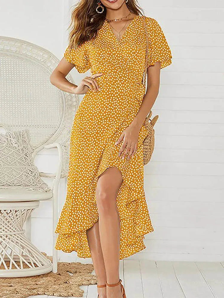 Celeste | Vestido Largo Bohemio de Gasa Floral