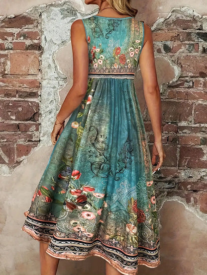 Elena | Vestido Bohemio Fluido Turquesa