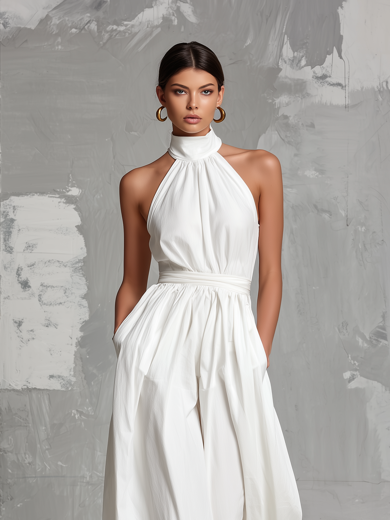 Seraphine | Mono blanco elegante con cuello halter