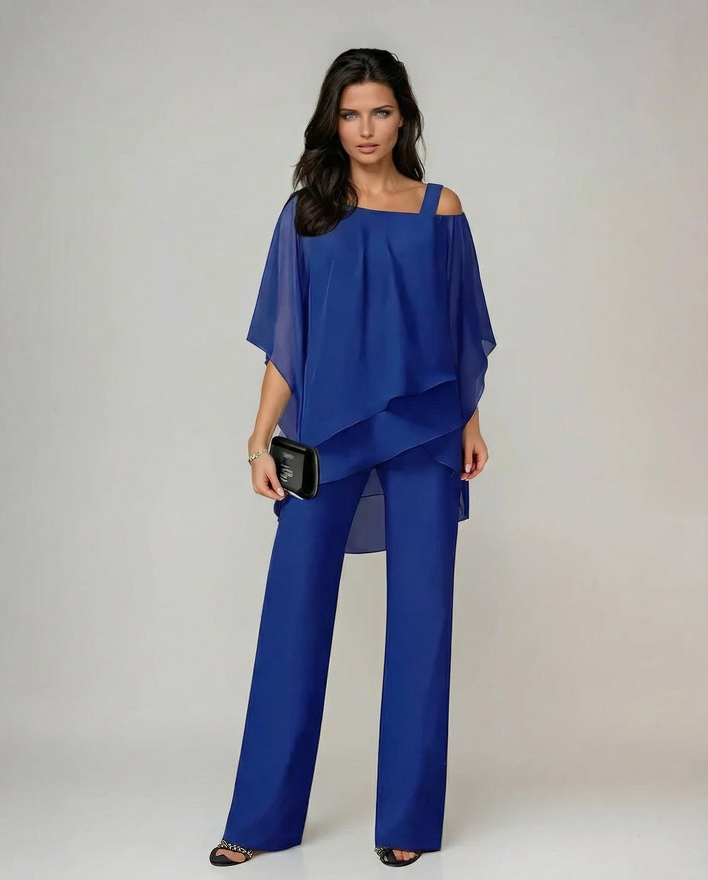 Loretta | Conjunto de algodón y lino con top de mangas murciélago y pantalón ancho