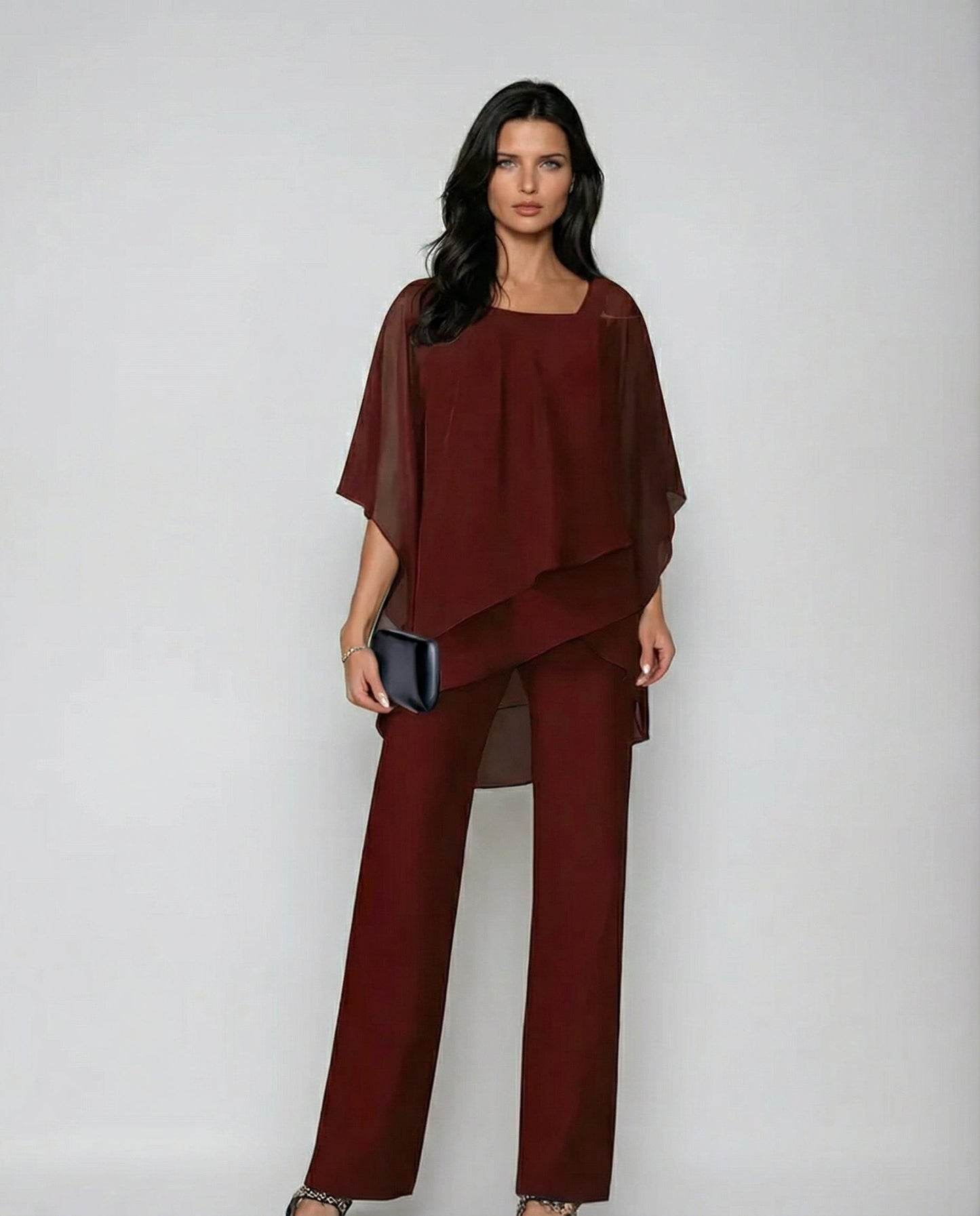 Loretta | Conjunto de algodón y lino con top de mangas murciélago y pantalón ancho