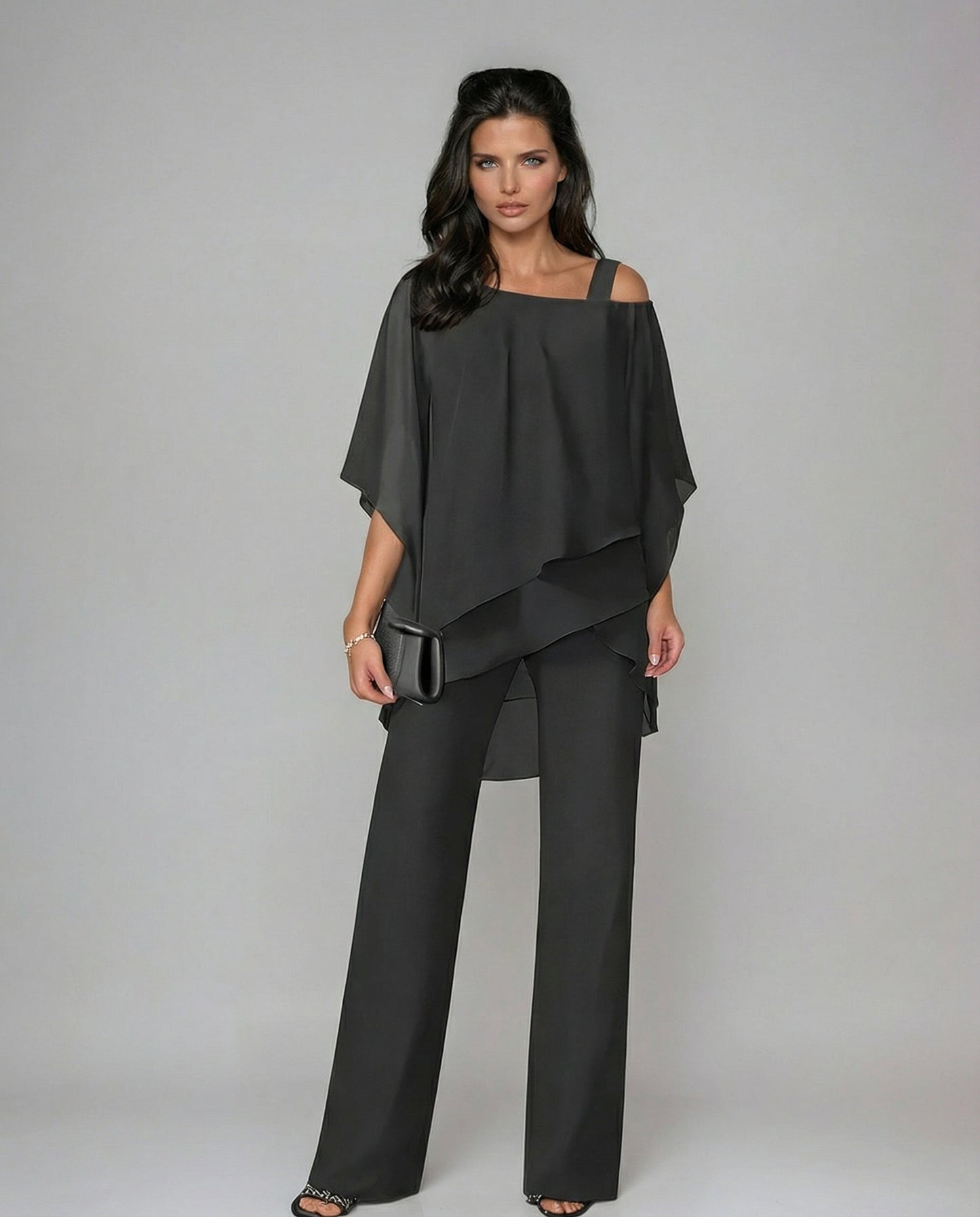 Loretta | Conjunto de algodón y lino con top de mangas murciélago y pantalón ancho