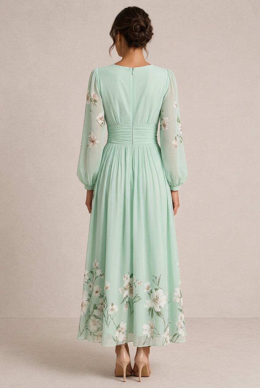 Venira | Vestido midi con estampado floral verde