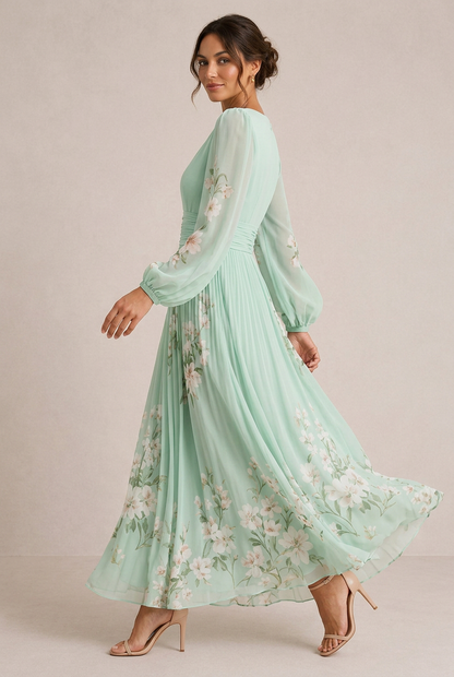 Venira | Vestido midi con estampado floral verde
