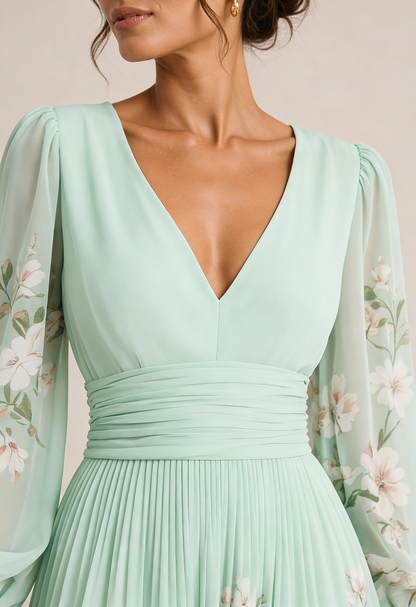 Venira | Vestido midi con estampado floral verde