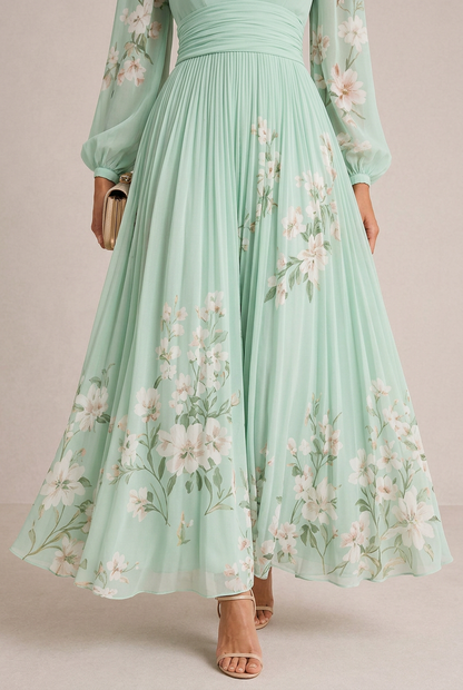Venira | Vestido midi con estampado floral verde